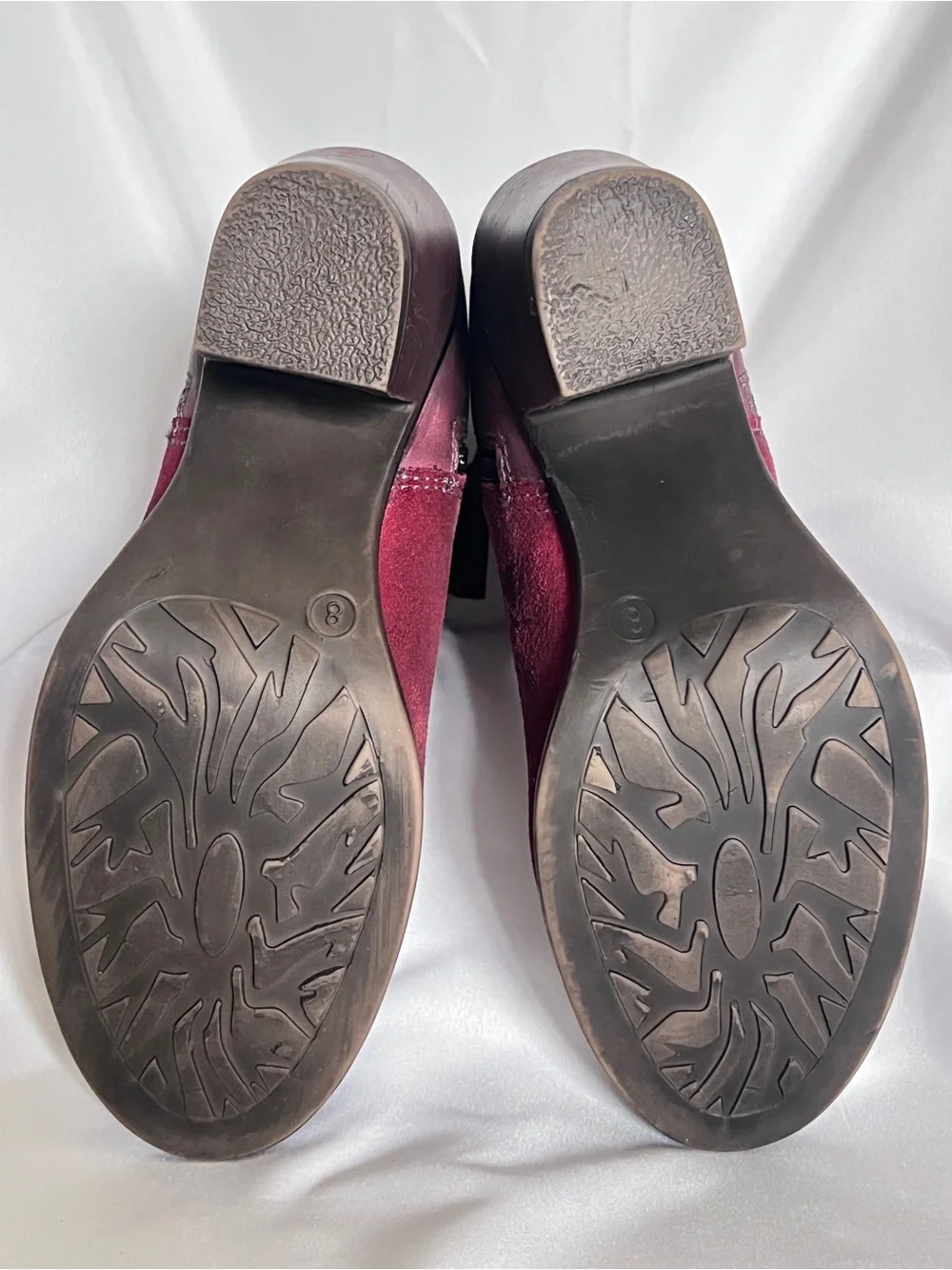 ROAN Lina Burgundy Red Suede Leather Women’s Ankle Boots Booties  Zip Heel